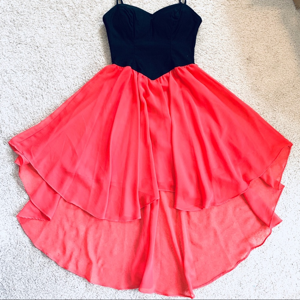 B. Smart pink&black brazier style high-low dress